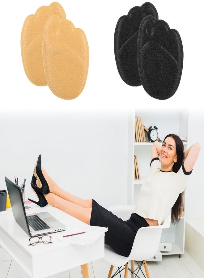 Yuomeaz 4 Pairs Shoes Inserts for Women Ball of Foot Cushions, Metatarsal Pads, High Heel Non-Sliding Insole, Forefoot Cushion for Metatarsalgia Mortons Neuroma Pain Relief (Black+Light Brown) - Image 5